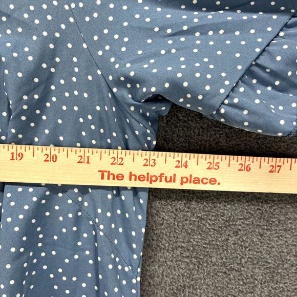 BLOOMCHIC Top Womens plus 1X 14 16 blue white polka dot short sleeve ruffle - Picture 8 of 14